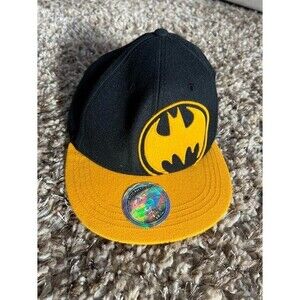 Batman Black And Yellow Embroidered Logo Fitted Hat/Cap Size Large/XL